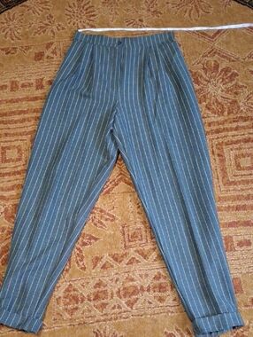 Tracy Evans Gray Pinstripe High-Waist Tapered Pants (Jea081)